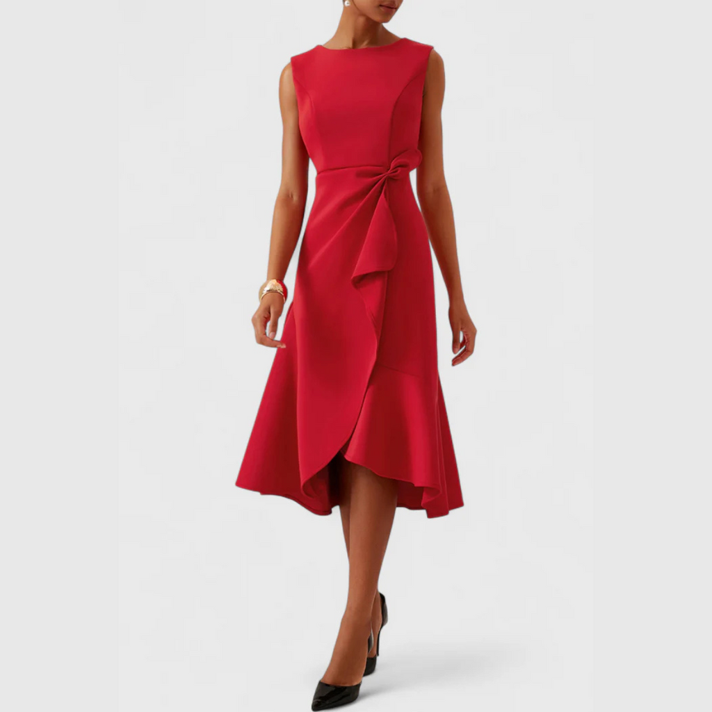 Womens Winter Dresses Draped Asymmetric Midi Sleeveless – Fiva