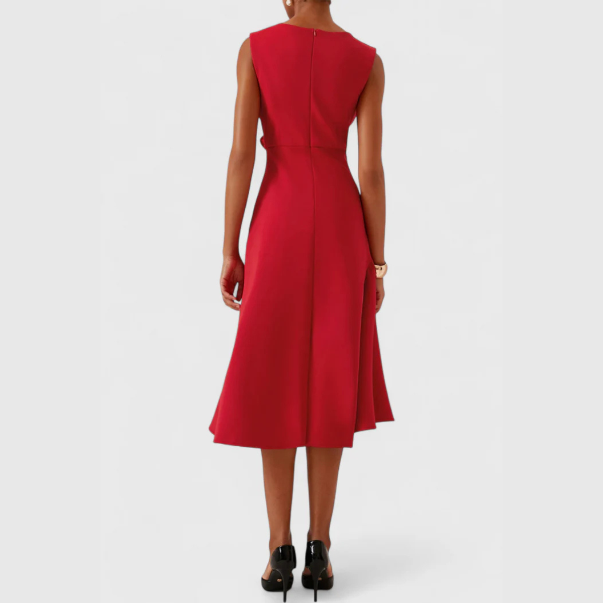Womens Winter Dresses Draped Asymmetric Midi Sleeveless – Fiva