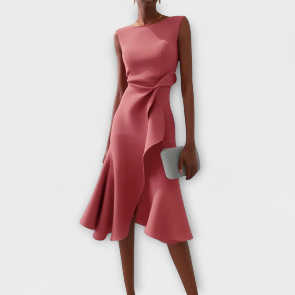 Womens Winter Dresses Draped Asymmetric Midi Sleeveless – Fiva