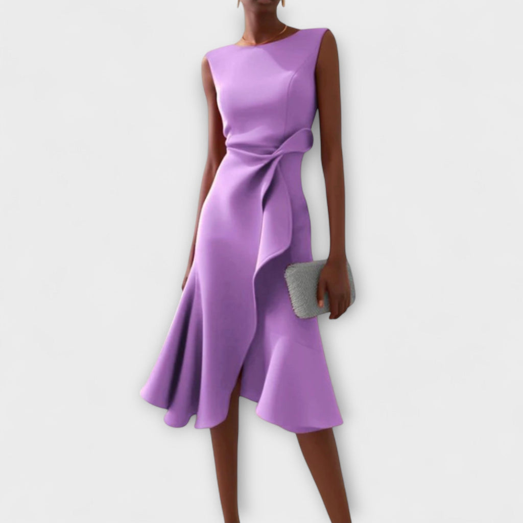 Womens Winter Dresses Draped Asymmetric Midi Sleeveless – Fiva