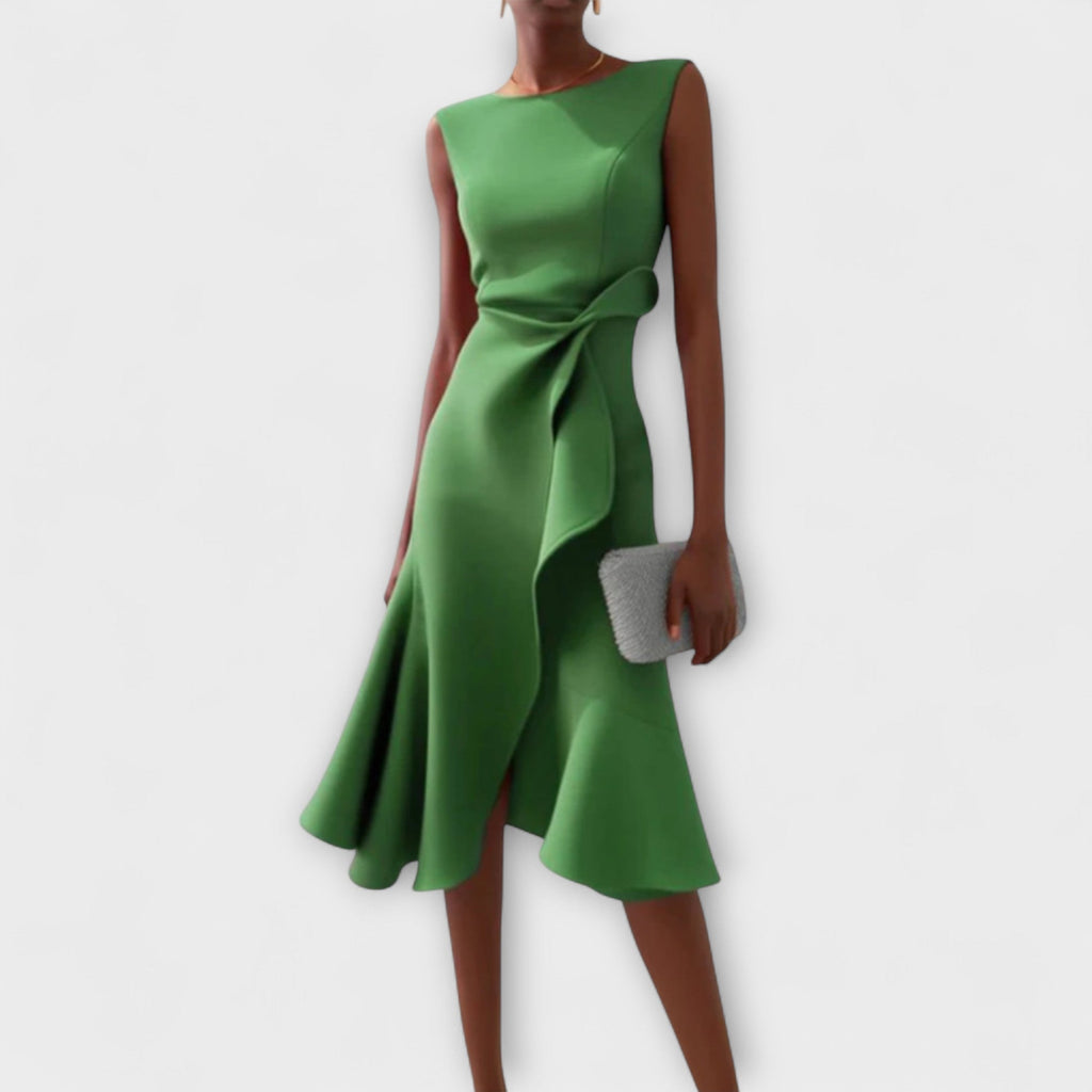 Womens Winter Dresses Draped Asymmetric Midi Sleeveless – Fiva
