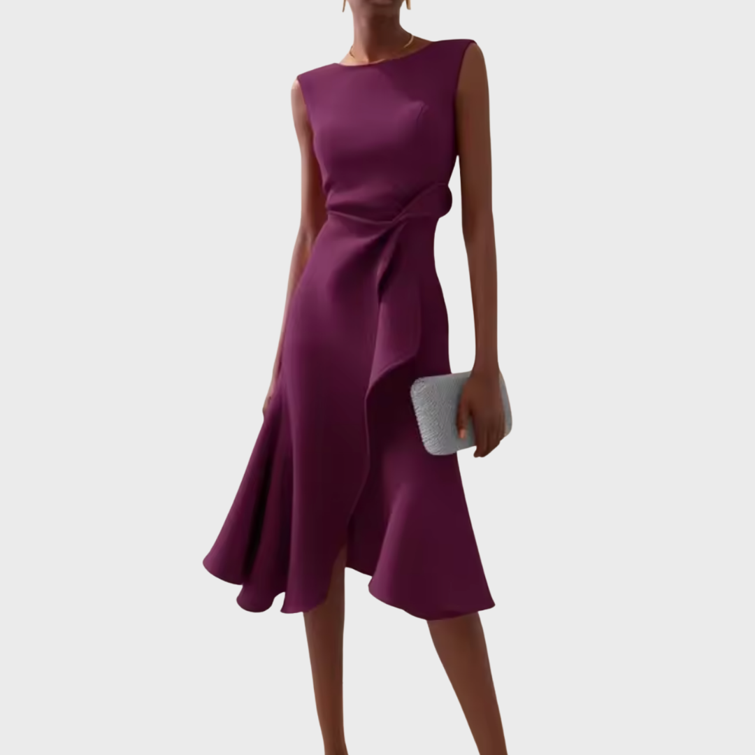 Womens Winter Dresses Draped Asymmetric Midi Sleeveless – Fiva