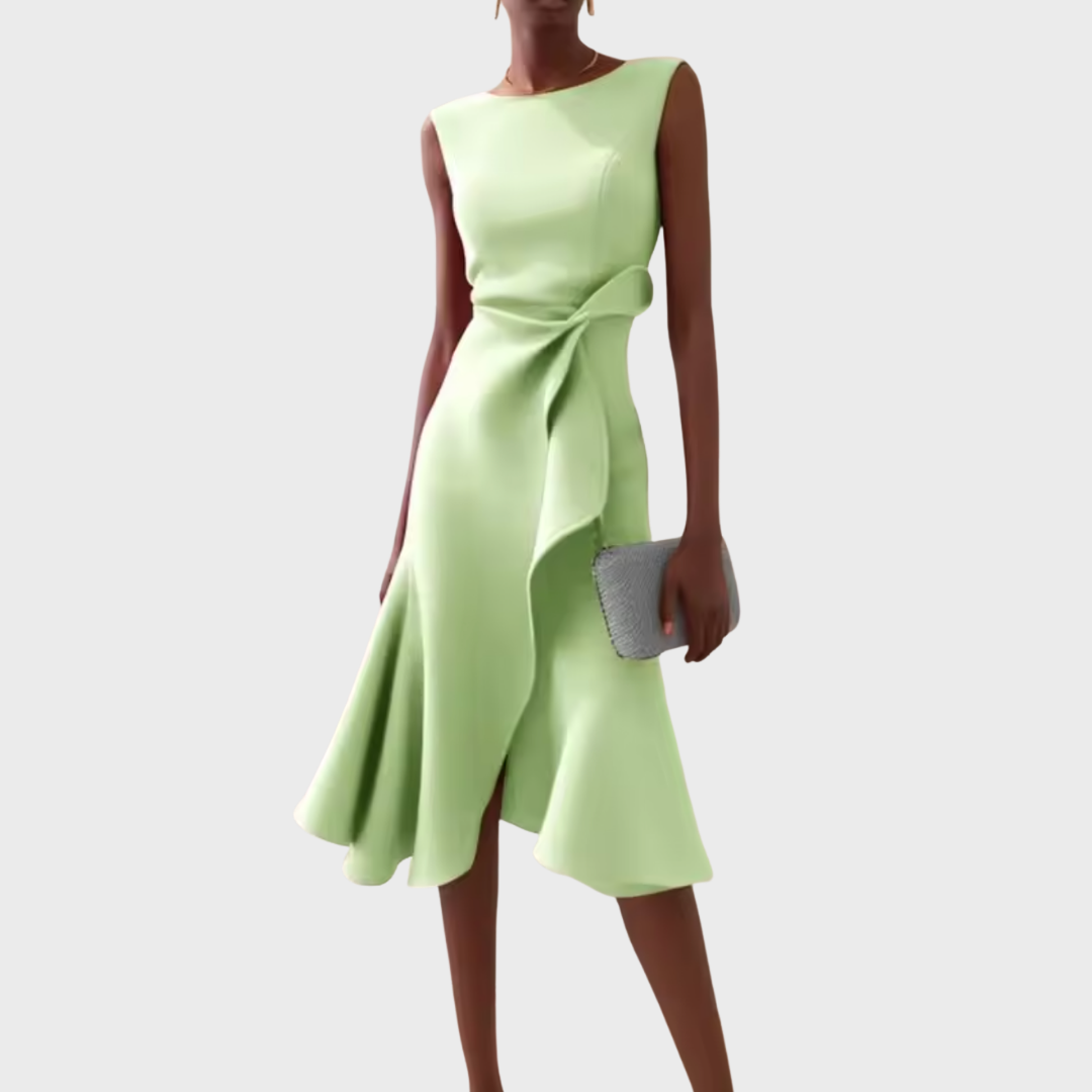 Womens Winter Dresses Draped Asymmetric Midi Sleeveless – Fiva