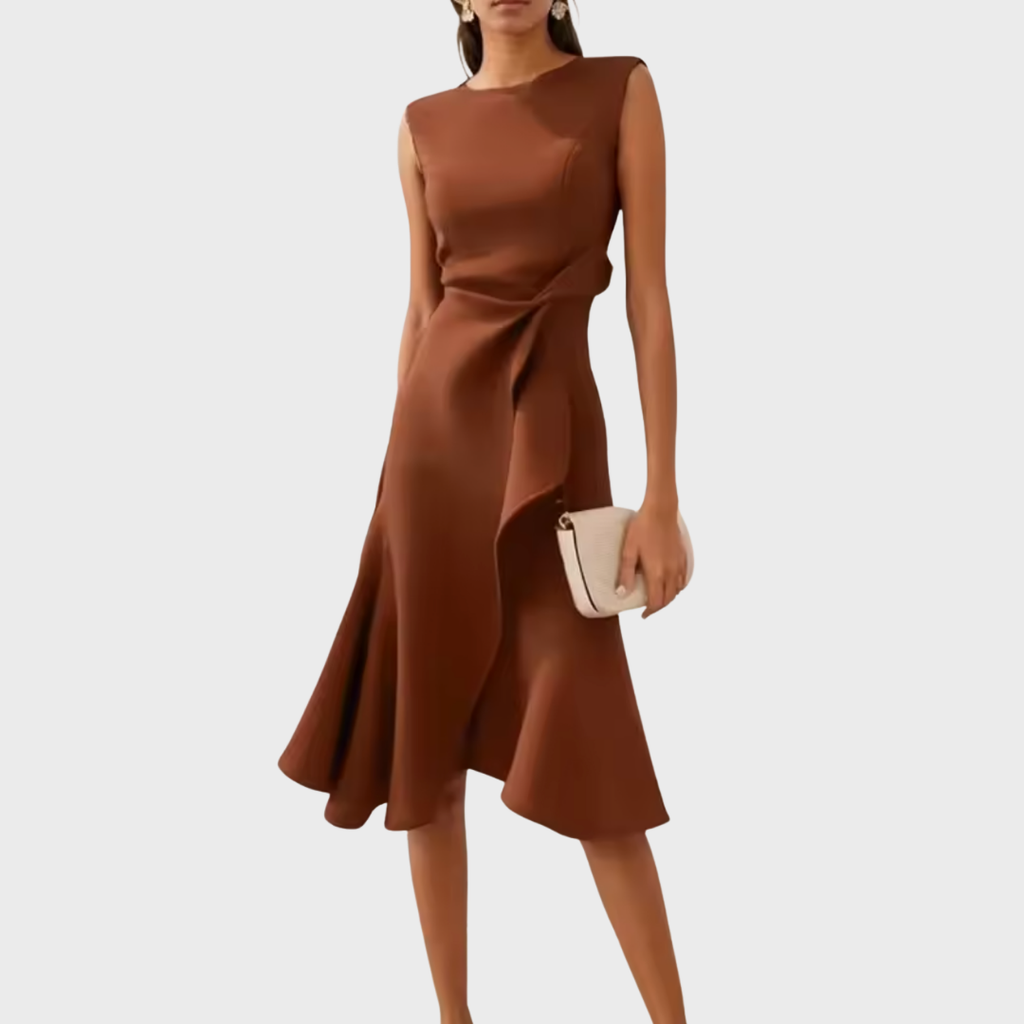 Womens Winter Dresses Draped Asymmetric Midi Sleeveless – Fiva